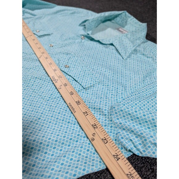 Wrangler Wrancher Western Pearl Snap Shirt Mens XL Diamond Pattern Long Sleeve - Picture 4 of 7